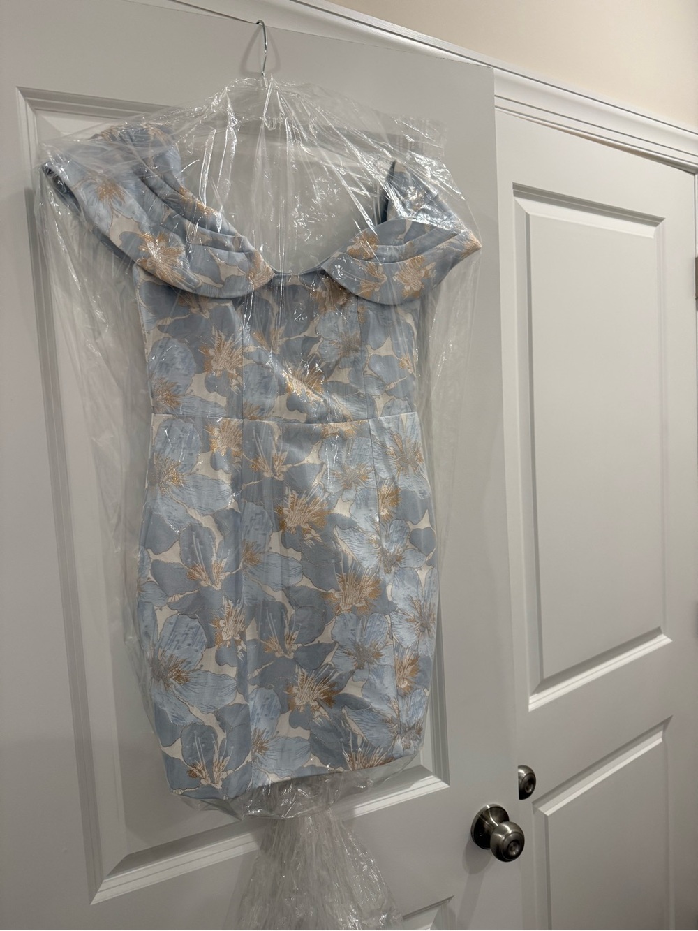 Elliatt Pale Blue Dress with Gold Floral Detail - Picture 1 of 6
